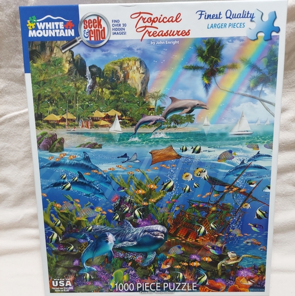 White Mountain 1000-Piece Puzzle - Tropical Treasures - #1517 Ocean Dolphin Fish